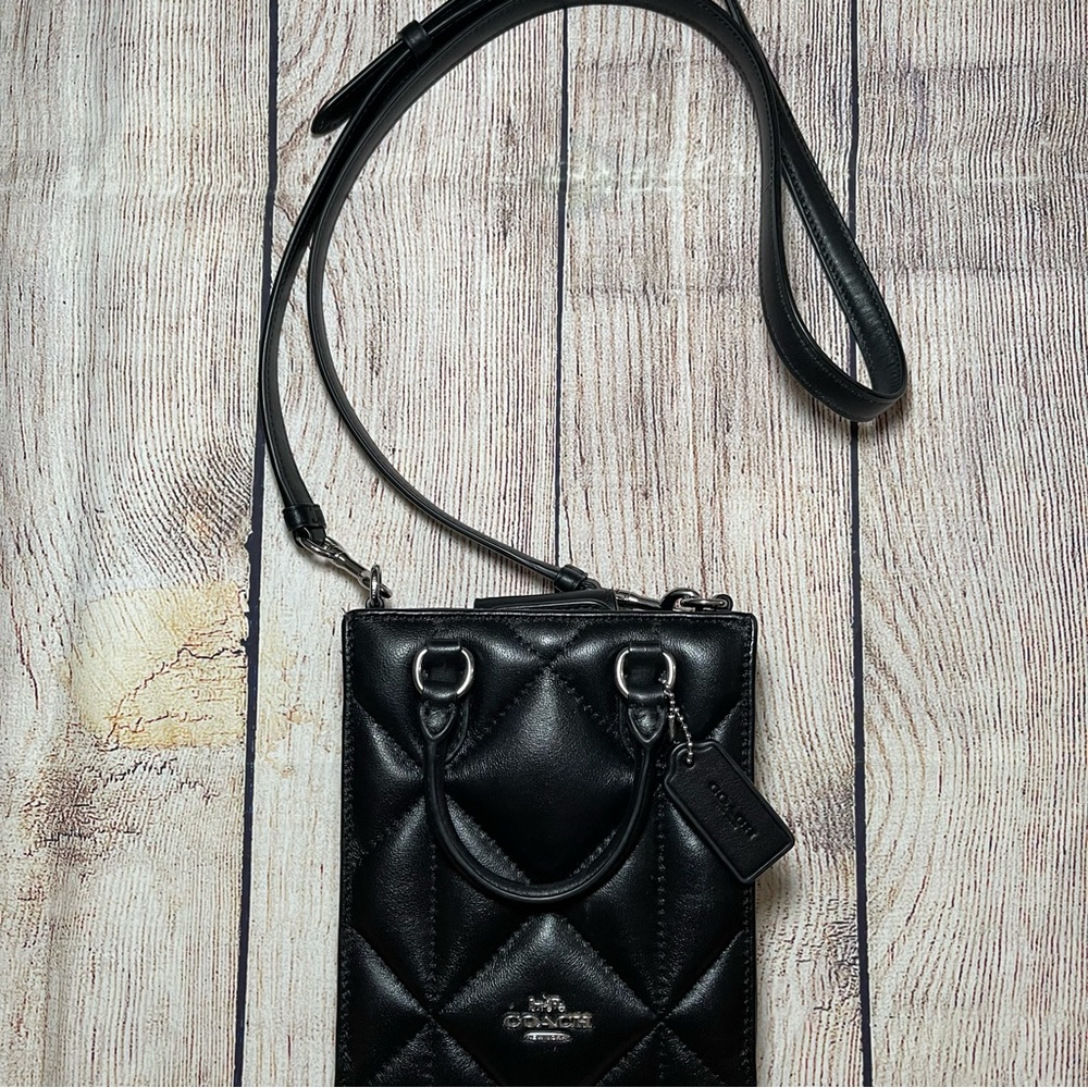 Coach Black North South Quilted Mini Crossbody Bag